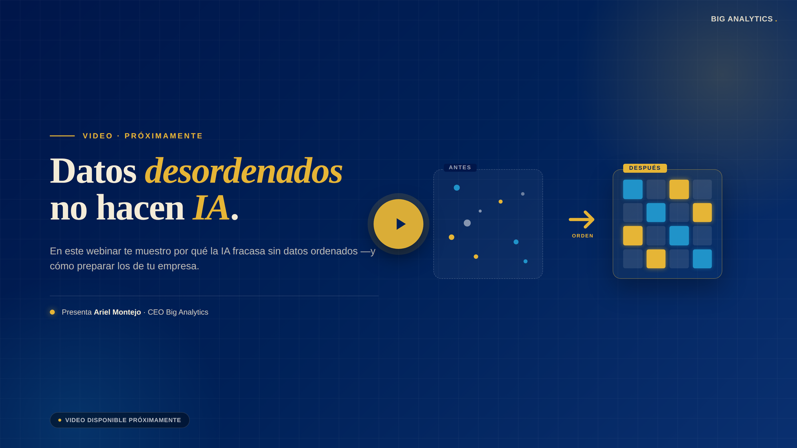 Datos desordenados no hacen IA — Webinar Big Analytics